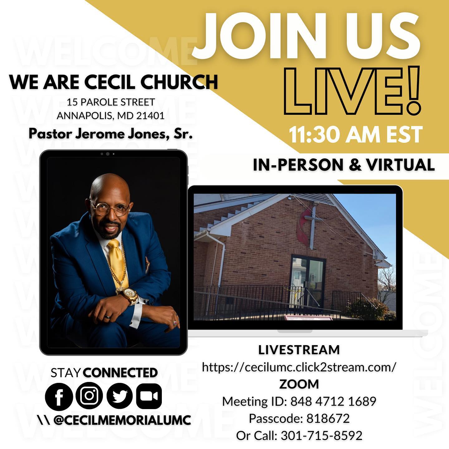 Join us Live at Cecil Church